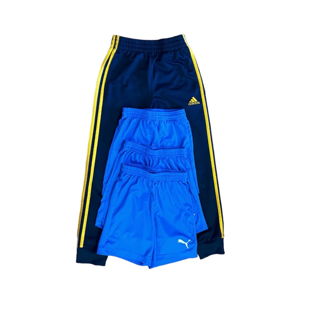 6 Piece Boys Athletic Bundle - Size 7/8 (Puma, Adidas, Under Armour, Nike